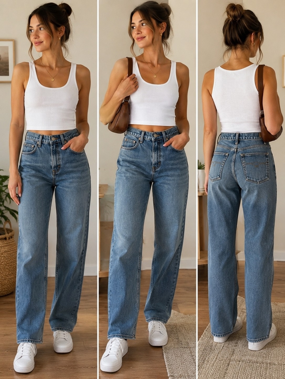 Cruel Girl High-Rise Straight Jeans in Medium Blue Wash